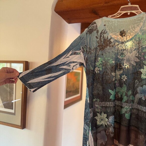 Gorgeous turquoise 3/4 sleeve v-neck XL tunic - Picture 3 of 3